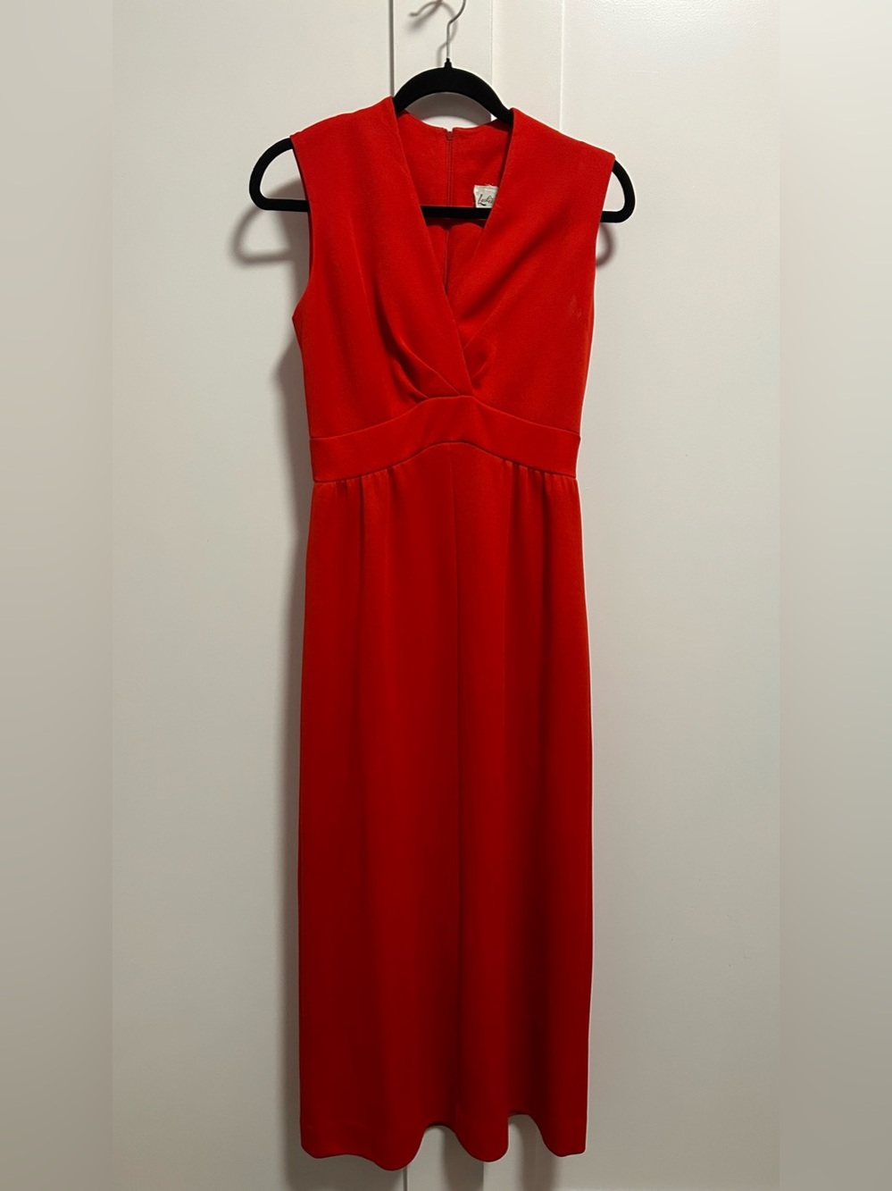 Vintage Leslie Fay Red Sleeveless V-Neck Maxi Dress Size M
